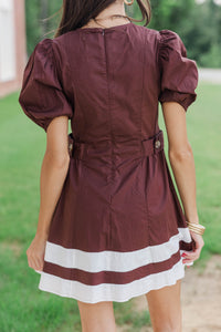 Perfectly Cinched Brown Colorblock Dress