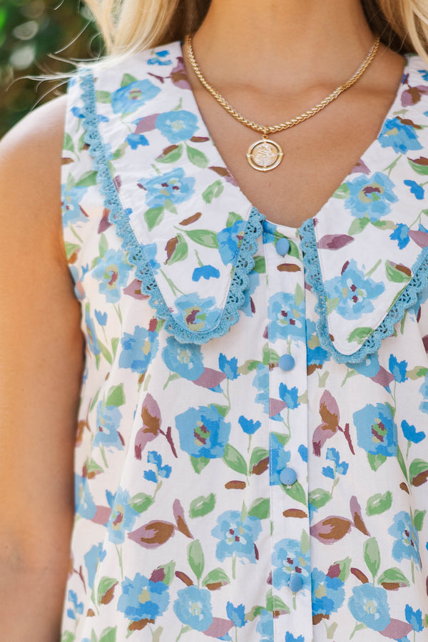 Beautifully Yours Blue Floral Shift Dress