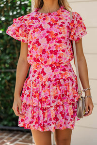 Effortless Occasion Pink Floral Tiered Dress