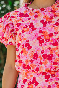 Effortless Occasion Pink Floral Tiered Dress