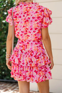 Effortless Occasion Pink Floral Tiered Dress