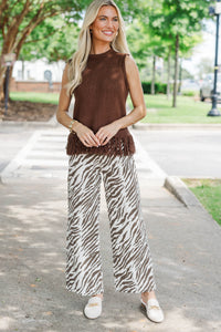 She Gave It Her All Cream Zebra Stripe Wide Leg Jeans