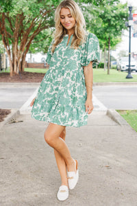 Truly Lovely Green Floral Dress