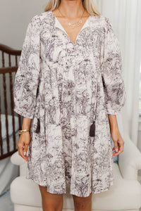 NURSING COLLECTION: Through The Years Brown Toile Babydoll Dress