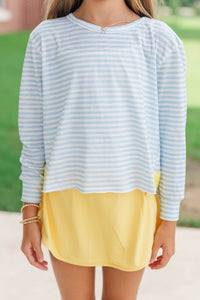 Girls: Most Adored Light Blue Striped L/S Top