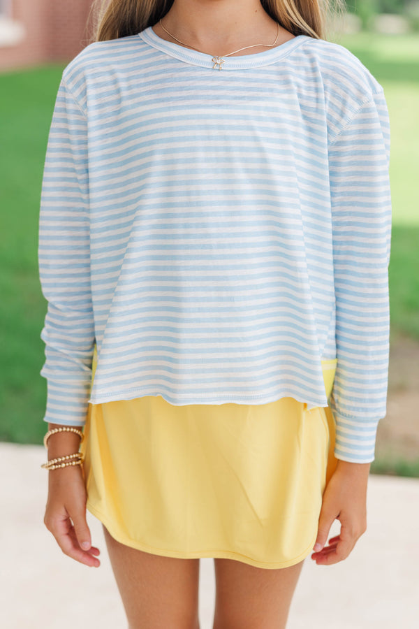 Girls: Most Adored Light Blue Striped L/S Top