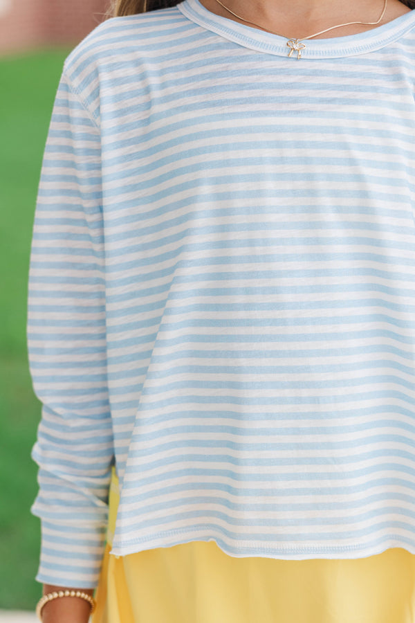 Girls: Most Adored Light Blue Striped L/S Top