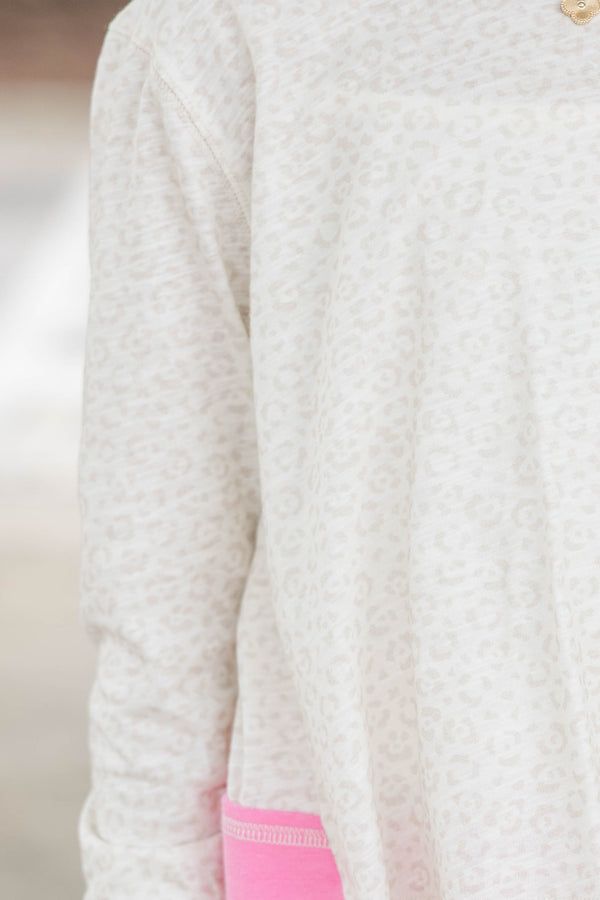 Girls: Most Adored Cream Leopard L/S Top