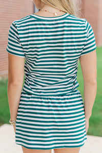Rally Girl Emerald Striped Go Team Patch Top