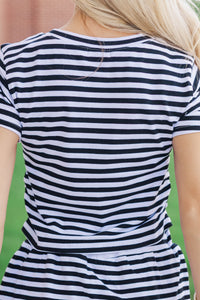 Rally Girl Black Striped Go Team Patch Top