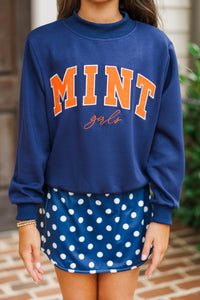 Girls: The Mint Navy Mock Neck Sweatshirt