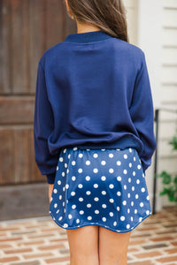 Girls: The Mint Navy Mock Neck Sweatshirt