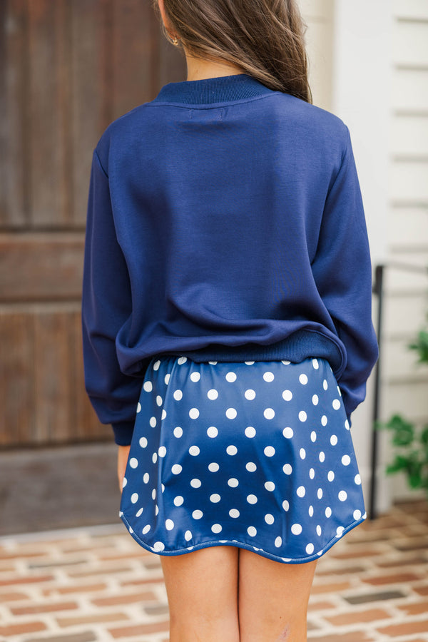 Girls: The Mint Navy Mock Neck Sweatshirt
