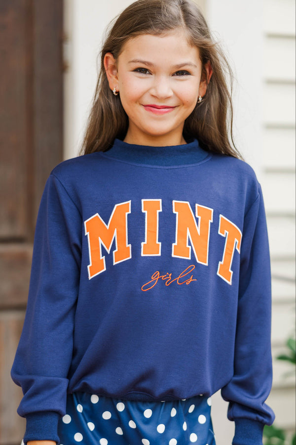 Girls: The Mint Navy Mock Neck Sweatshirt