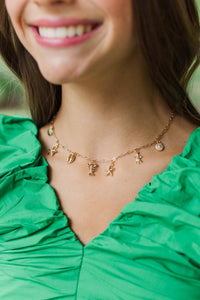 Girls: Endless Blue Skies Gold Nautical Charm Necklace
