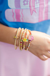 Girls: Bright Future Multicolor Beaded Charm Bracelet Stack