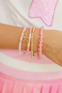 Girls: Extra Pretty Pink Beaded Bracelet Stack