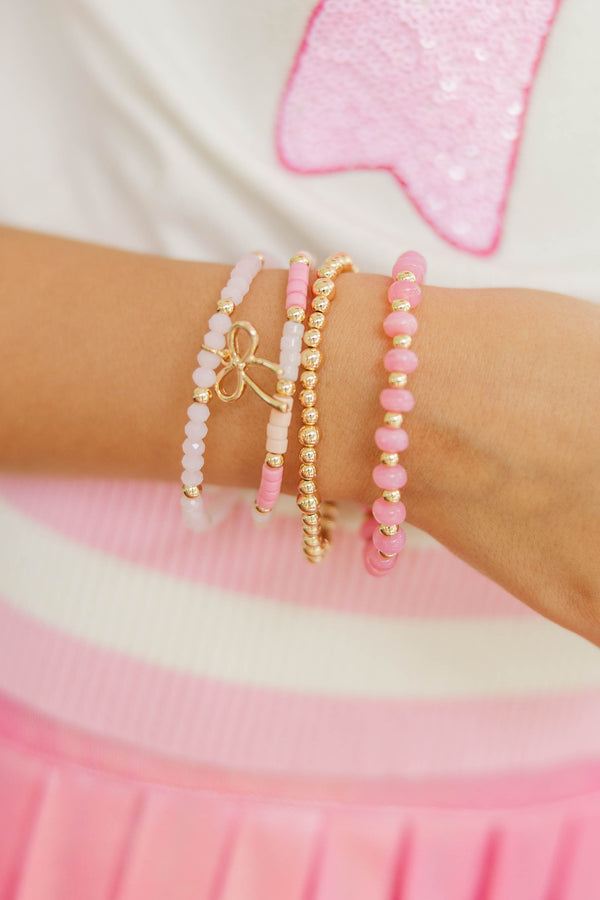 Girls: Extra Pretty Pink Beaded Bracelet Stack