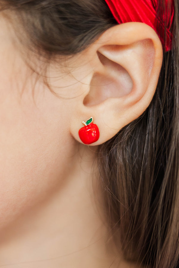 Girls: Apple Of My Eye Red Apple Earrings