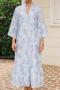 My Kind of Day Blue/White Eyelet Midi Dress