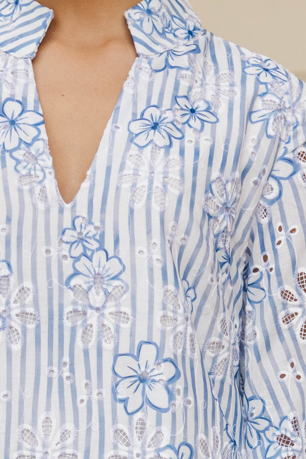 My Kind of Day Blue/White Eyelet Midi Dress