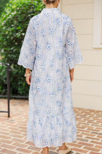 My Kind of Day Blue/White Eyelet Midi Dress