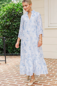 My Kind of Day Blue/White Eyelet Midi Dress