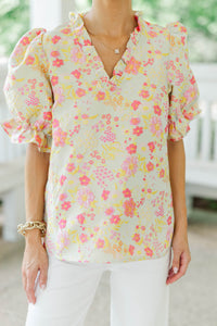 Catch My Eye Pink Brocade Blouse