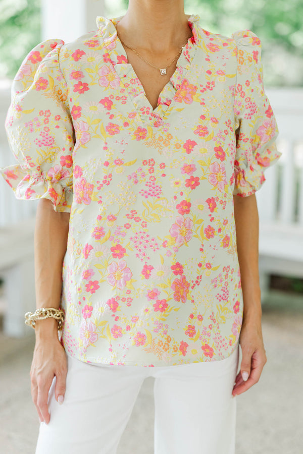 Catch My Eye Pink Brocade Blouse