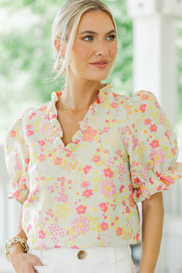 Catch My Eye Pink Brocade Blouse