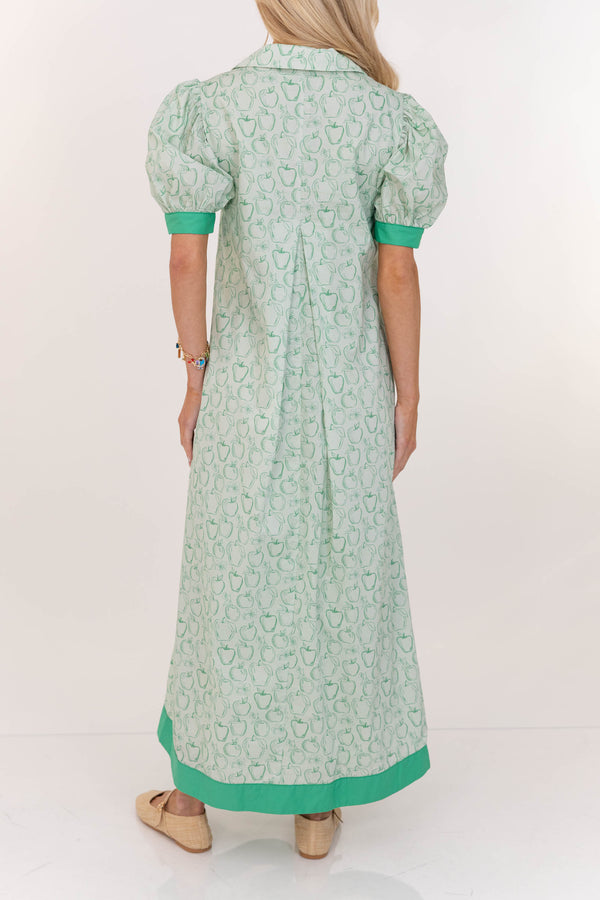 Out Of Town Green Apple Print Midi Dress