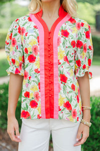 Absolutely Darling Red Floral Blouse