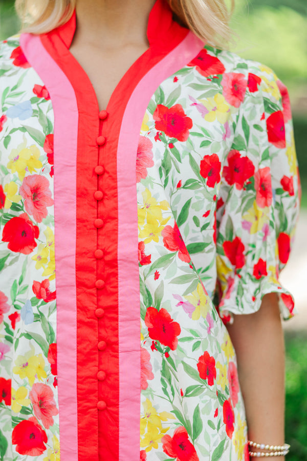 Absolutely Darling Red Floral Blouse
