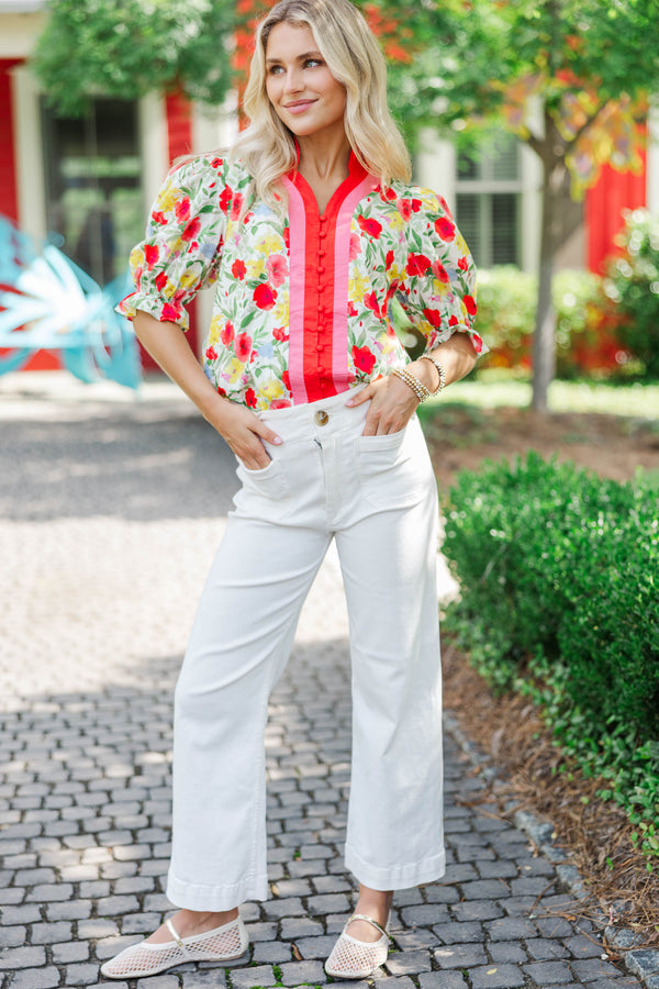 Absolutely Darling Red Floral Blouse
