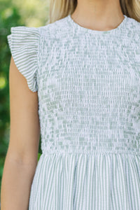 Learn From The Best Green Seersucker Midi Dress