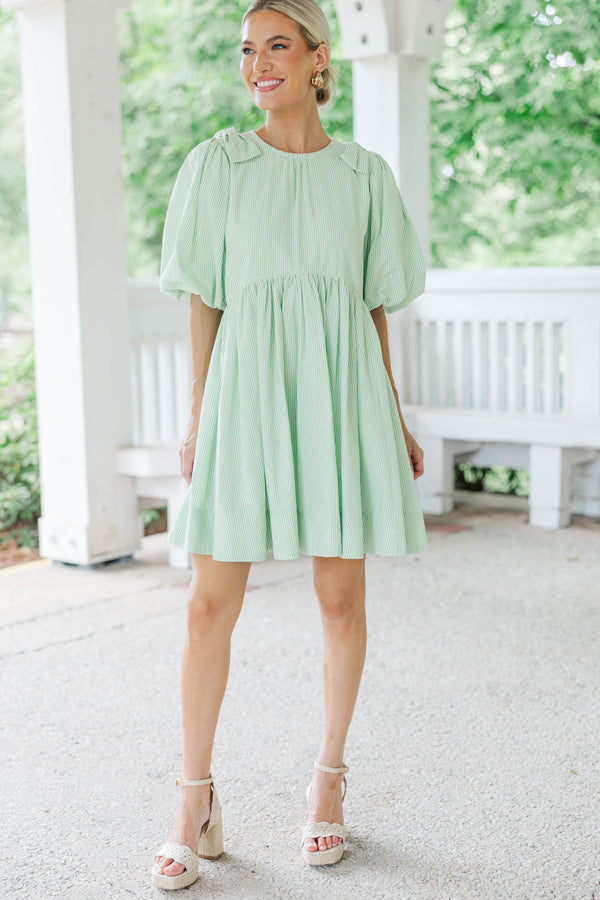 Dreaming Of The Day Green Striped Dress