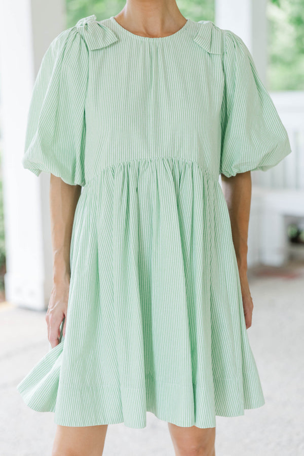 Dreaming Of The Day Green Striped Dress