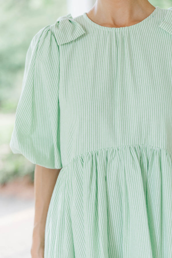 Dreaming Of The Day Green Striped Dress