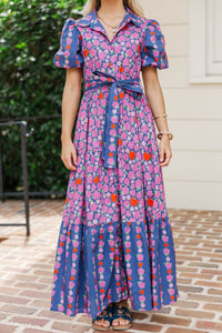 Effortless Days Navy Floral Apple Midi Dress