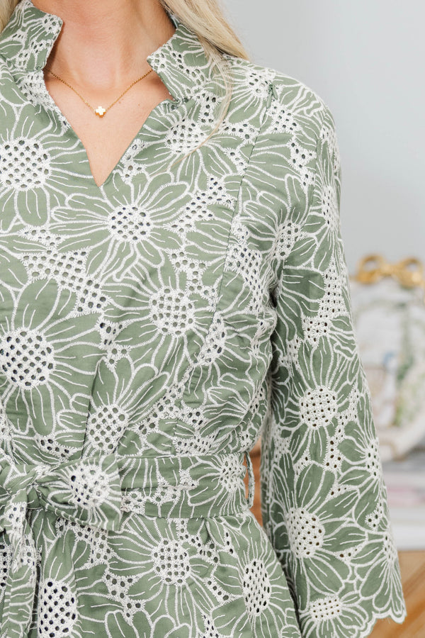 NURSING COLLECTION: My Kind Of Day Olive Eyelet Dress