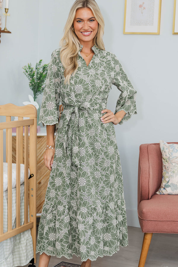 NURSING COLLECTION: My Kind Of Day Olive Eyelet Dress