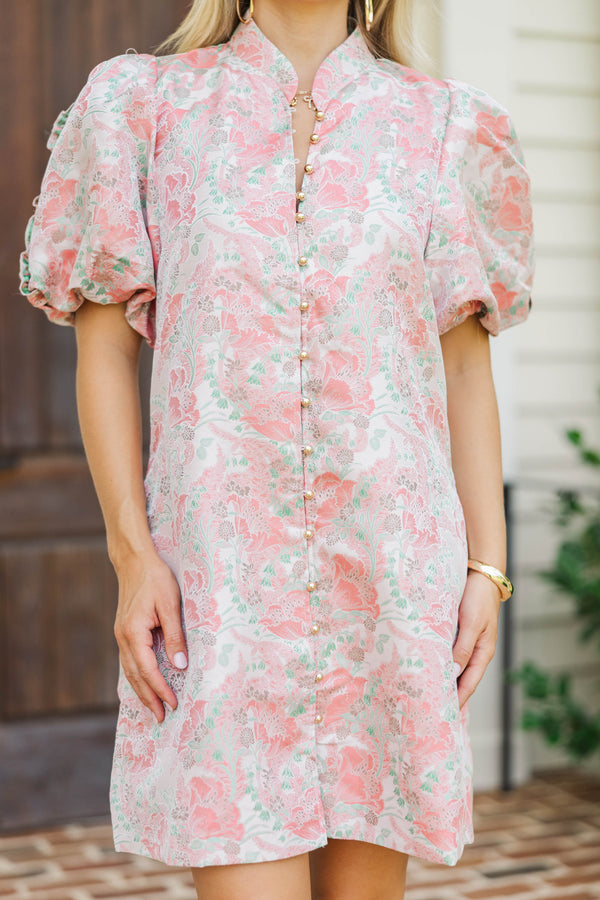 Chic Influence Pink Brocade Dress