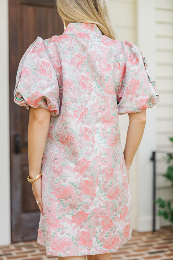 Chic Influence Pink Brocade Dress