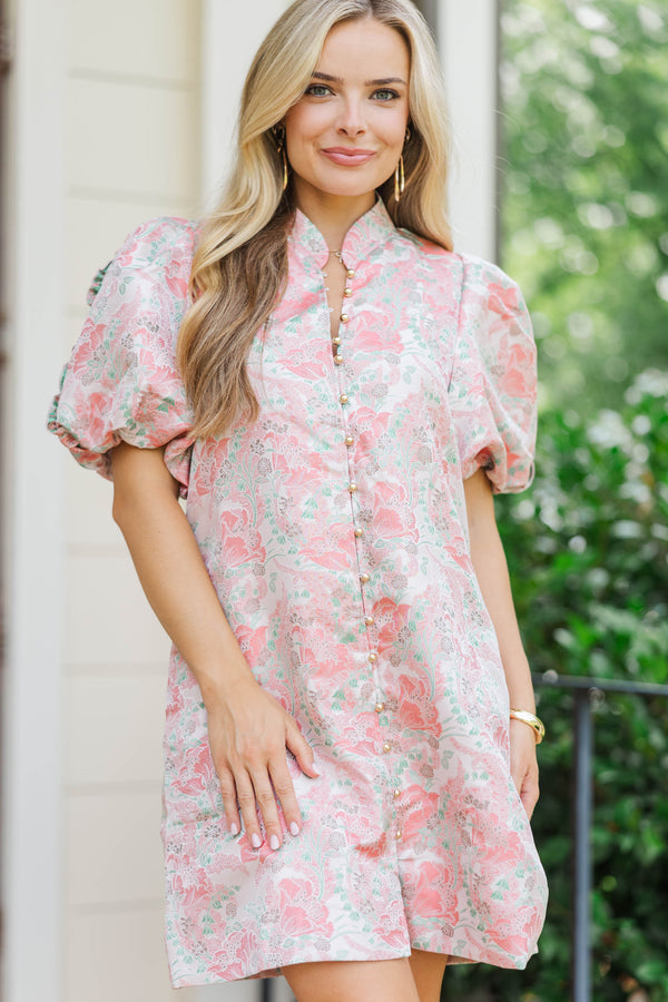 Chic Influence Pink Brocade Dress