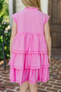 Girls: Darling Details Pink Tiered Dress