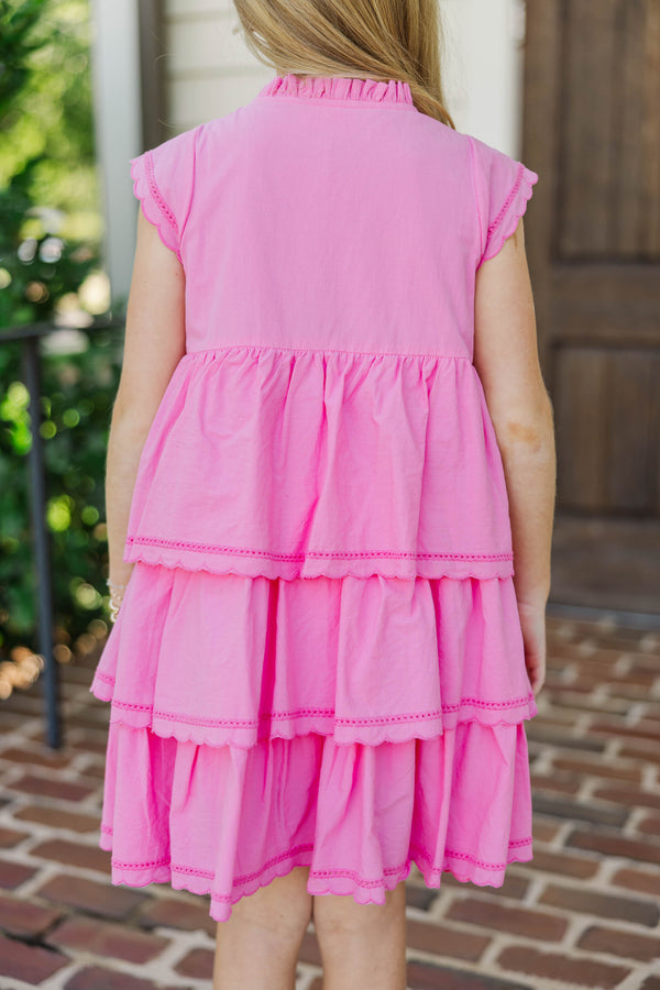 Girls: Darling Details Pink Tiered Dress
