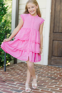 Girls: Darling Details Pink Tiered Dress