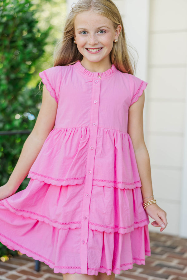 Girls: Darling Details Pink Tiered Dress
