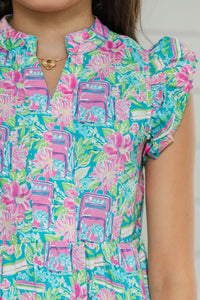 Girls: Make It Your Own Blue Books And Florals Midi Dress