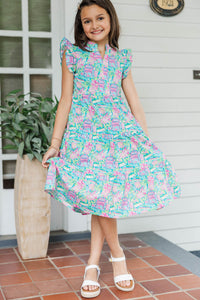 Girls: Make It Your Own Blue Books And Florals Midi Dress